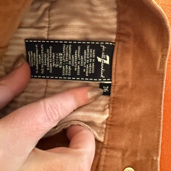 7 FOR ALL MANKIND | Brown Corduroy Button Front Mini Skirt | Size 26 - Picture 7 of 7